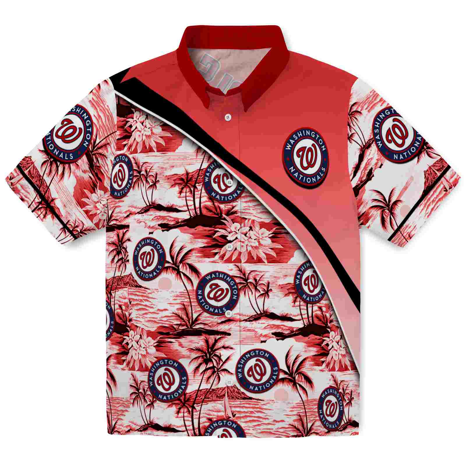 Keptsake Washington Nationals Sunset Palms Red White Premium Hawaiian Shirt