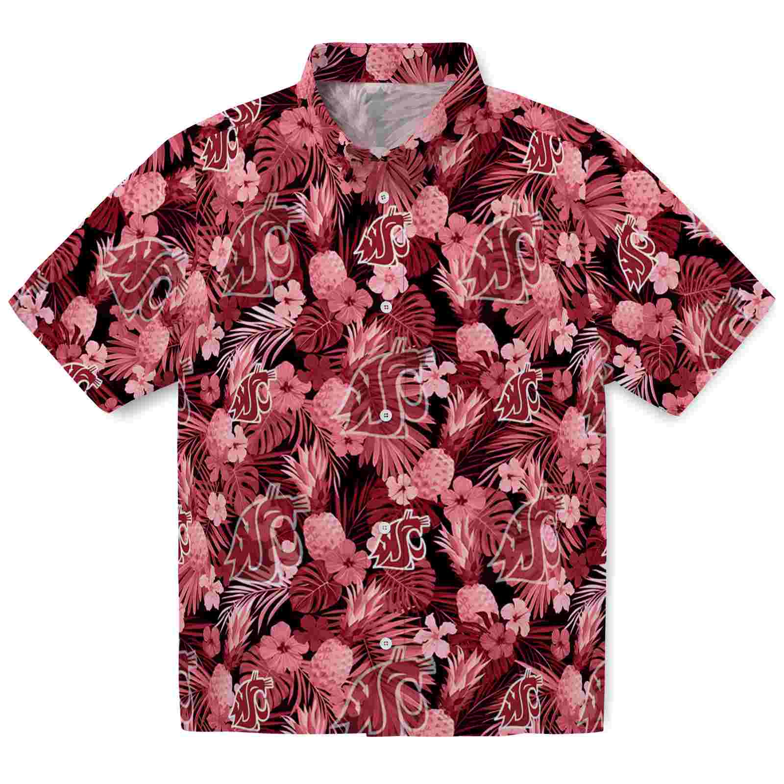 Keptsake Washington State Cougars Floral Pineapple Crimson Premium Hawaiian Shirt