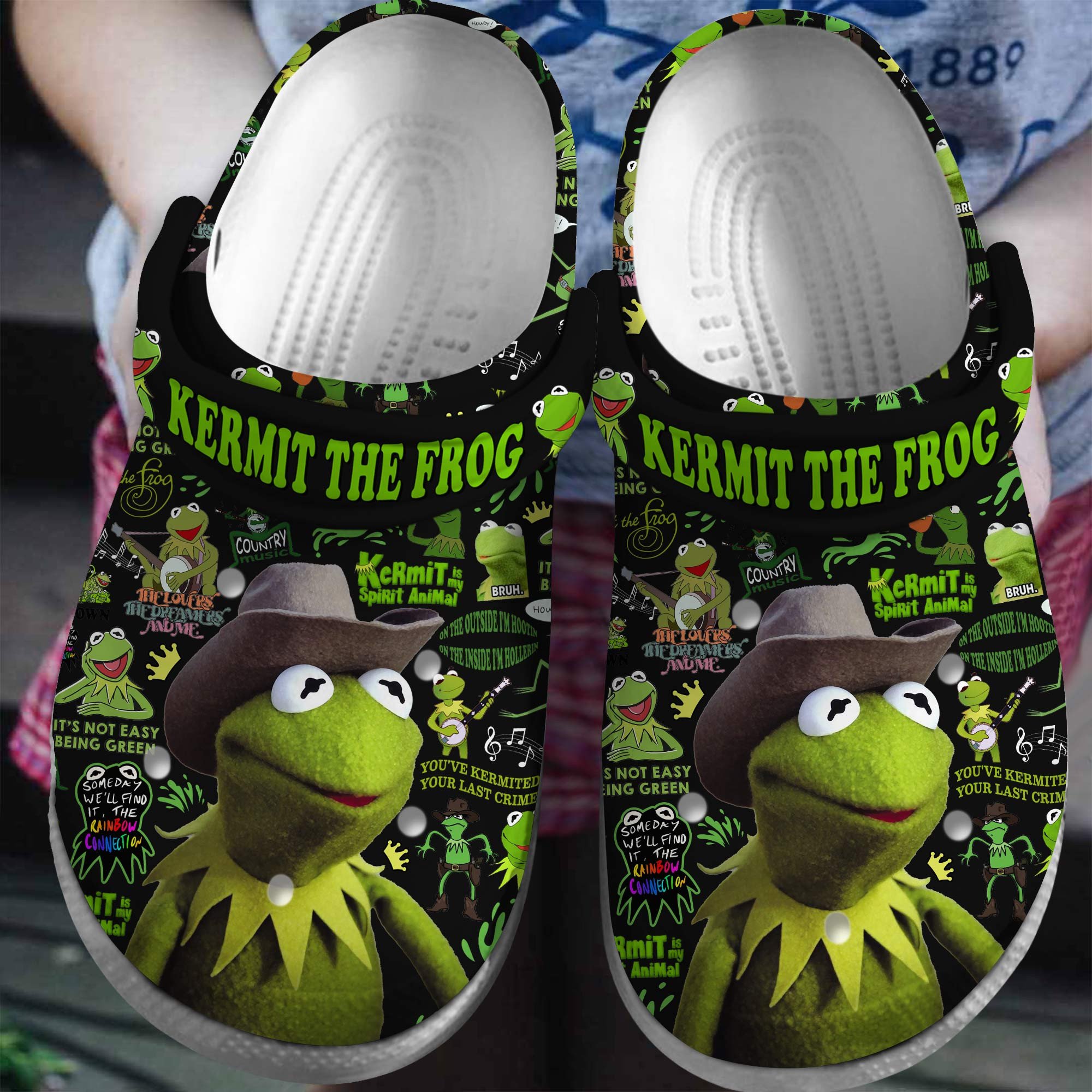 Kermit The Frog Cartoon Crocs Crocband Clogs Shoes Comfortable For Men Women and Kids