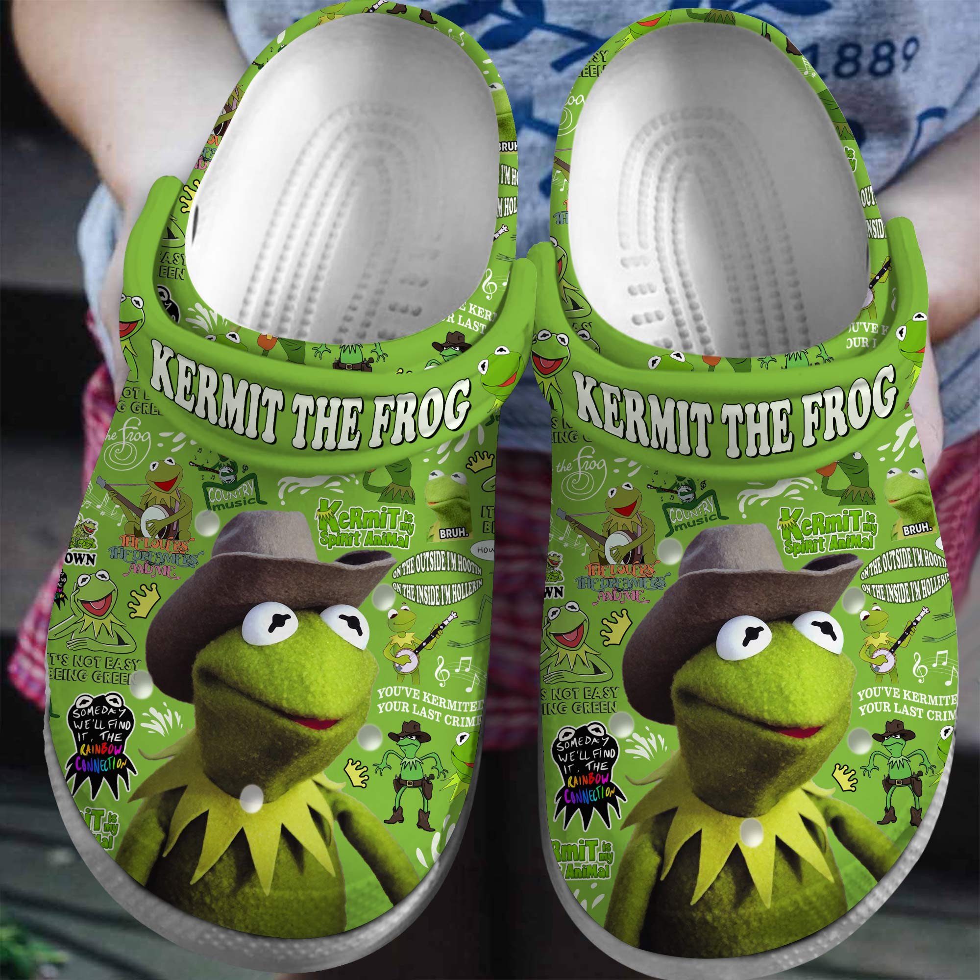 Kermit The Frog Cartoon Crocs Crocband Clogs Shoes Comfortable For Men Women and Kids