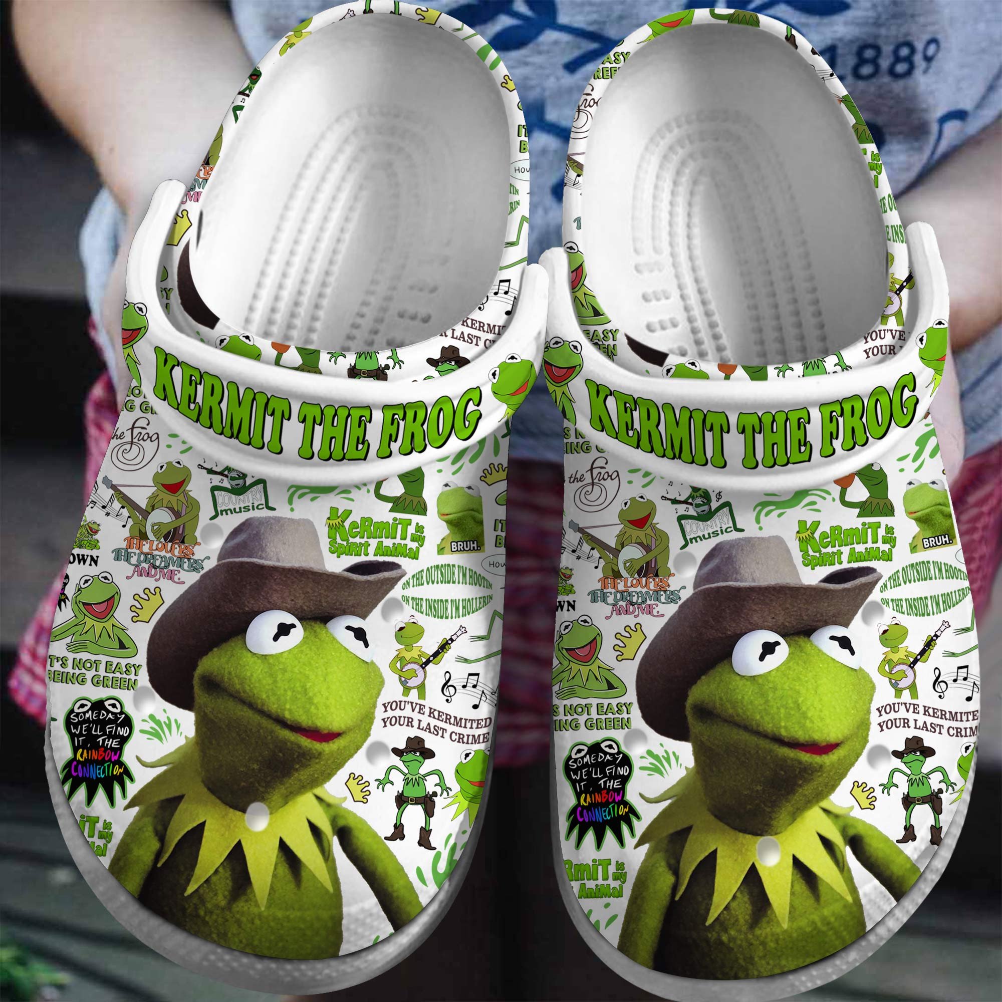 Kermit The Frog Cartoon Crocs Crocband Clogs Shoes Comfortable For Men Women and Kids