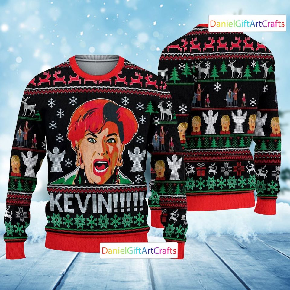 Kevin!!! Home Alone Ugly Christmas Sweater, Kevin Home Alone 2 Ugly Sweater