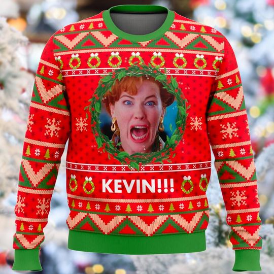 Kevin Home Alone 3D Ugly Christmas Sweater, Kate McCallister Sweater, Home Alone Movie - Image 9