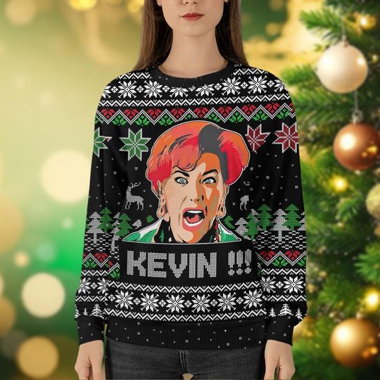Kevin Home Alone Christmas Sweater, Kate McCallister Women Ugly Christmas Sweater - Image 13