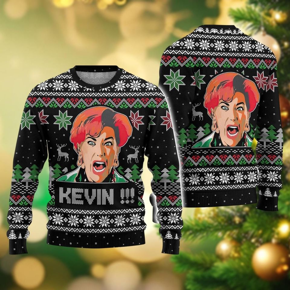 Kevin Home Alone Christmas Sweater, Kate McCallister Women Ugly Christmas Sweater - Image 2