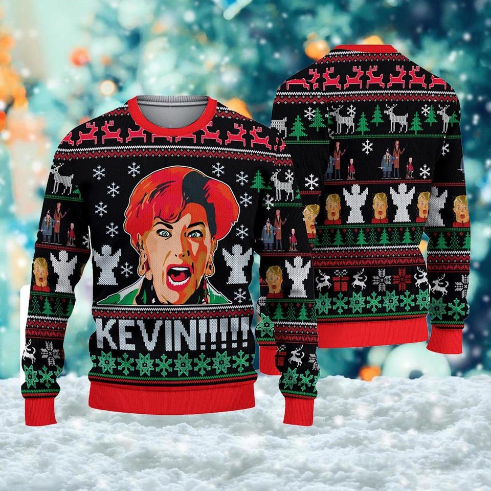 Kevin Home Alone Sweater, Kate McCallister Women 3D Ugly Christmas Sweater