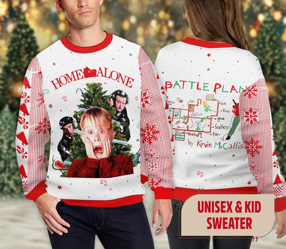 Kevin Mccallister Battle Plan 3D Ugly Christmas Sweater