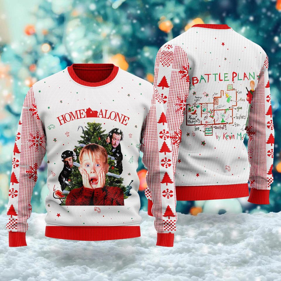 Kevin Mccallister Battle Plan 3D Ugly Christmas Sweater