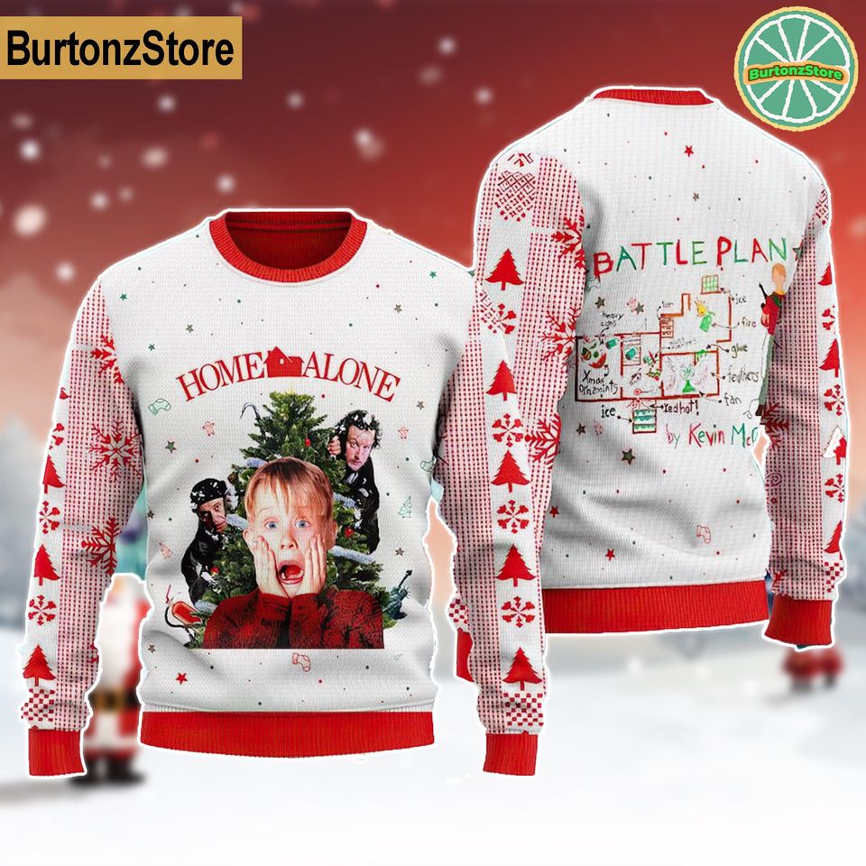 Kevin McCallister Battle Plan Christmas Ugly Sweater