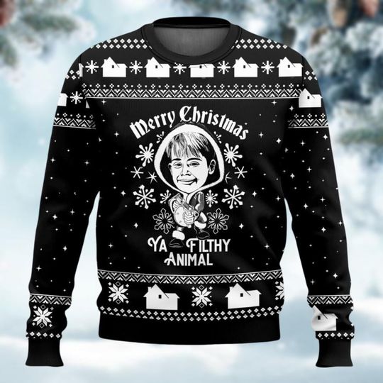 Kevin McCallister Ugly Sweater, Home Alone Christmas Sweatshirt, Merry Christmas Ya Filthy - Image 7
