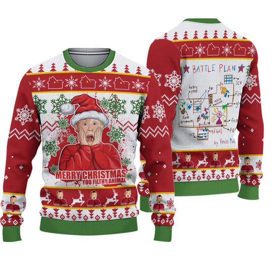 Kevin McCallister Ugly Sweater, Kevin Ugly Christmas Shirts, Funny Home Alone Xmas - Image 2