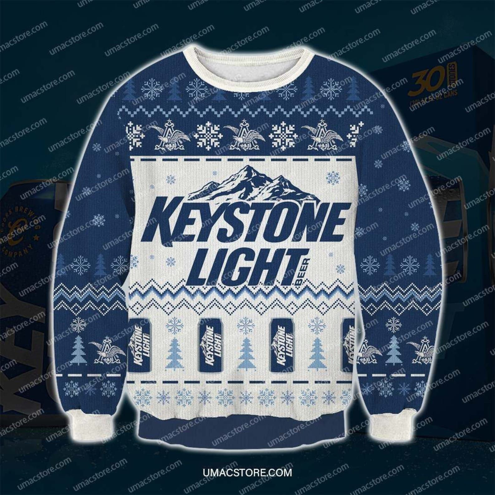 Keystone Light Ugly Christmas Sweater Adult 3D Funny Matching for family
