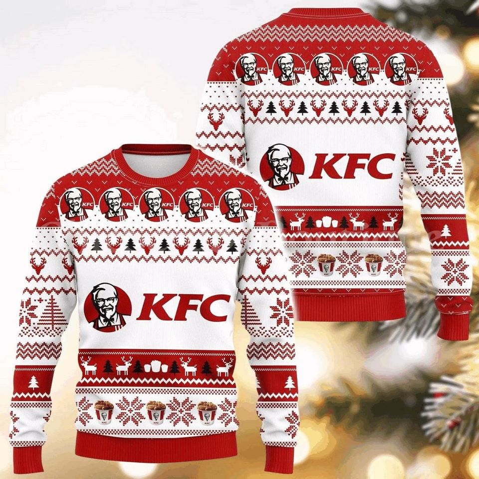 KFC Christmas Ugly Sweater, Fast Food Holiday Sweater, Family Xmas Gift