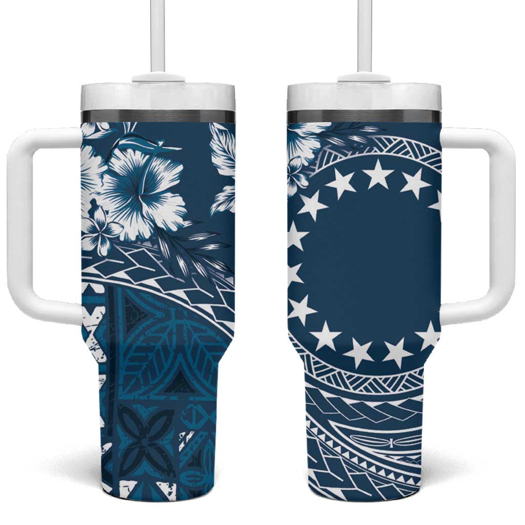 Kia Orana Cook Islands Tiare & Stars Navy Blue Custom Stanley Cup 40 oz 30 oz Tumbler With HandleTVC2301376