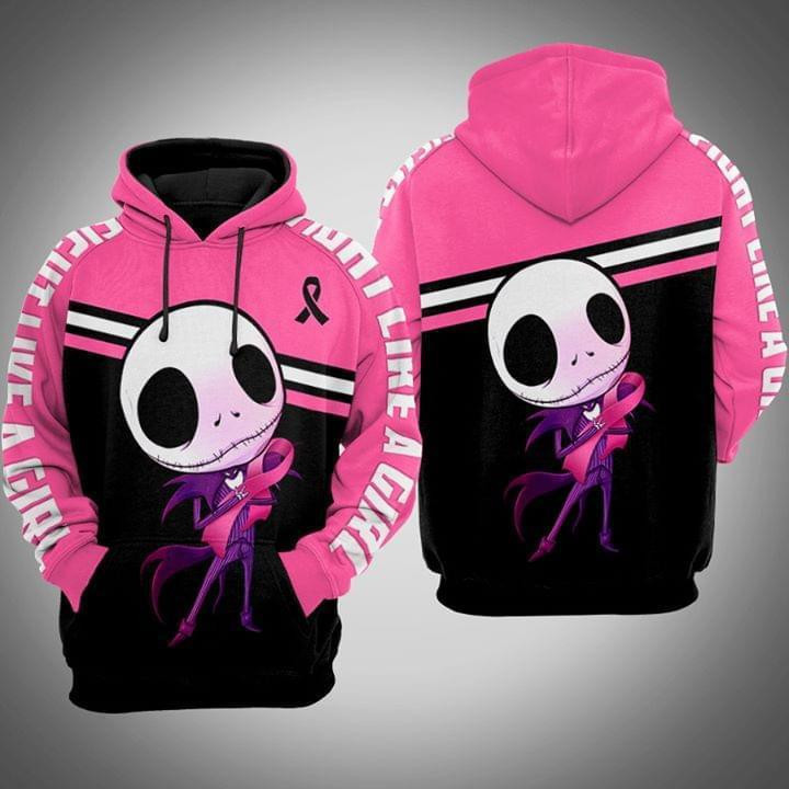 Kid Jack Skellington Breast Cancer 3D All Over Print Hoodie, Zip Hoodie
