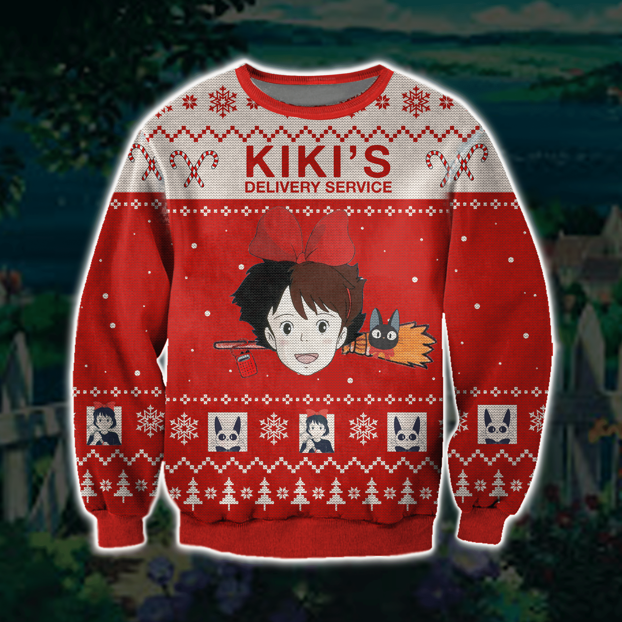 Kiki'S Delivery Service 3D Print Ugly Christmas Sweater Adult 3D Funny Matching for family