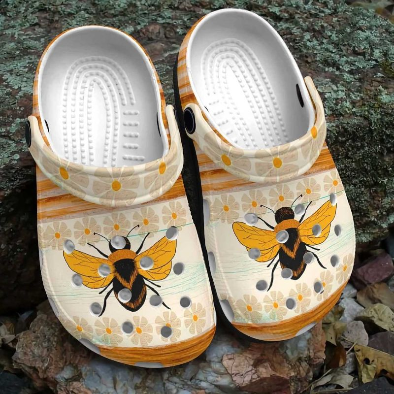 King Bee Floral Crocs Crocband Clogs Shoes Comfortable For Men Women and Kids