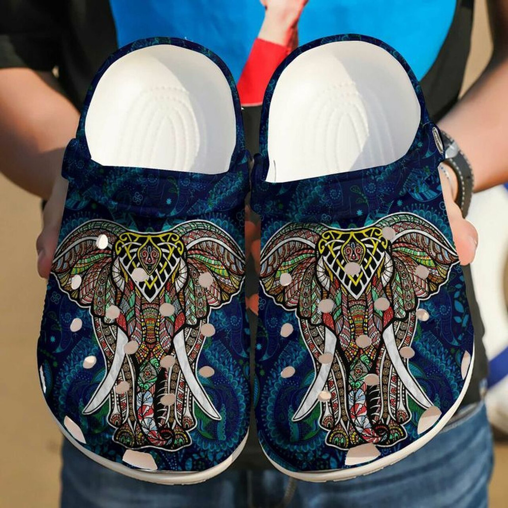 King Elephant Mandala 102 Gift For Lover Rubber clog Shoes Comfy Footwear