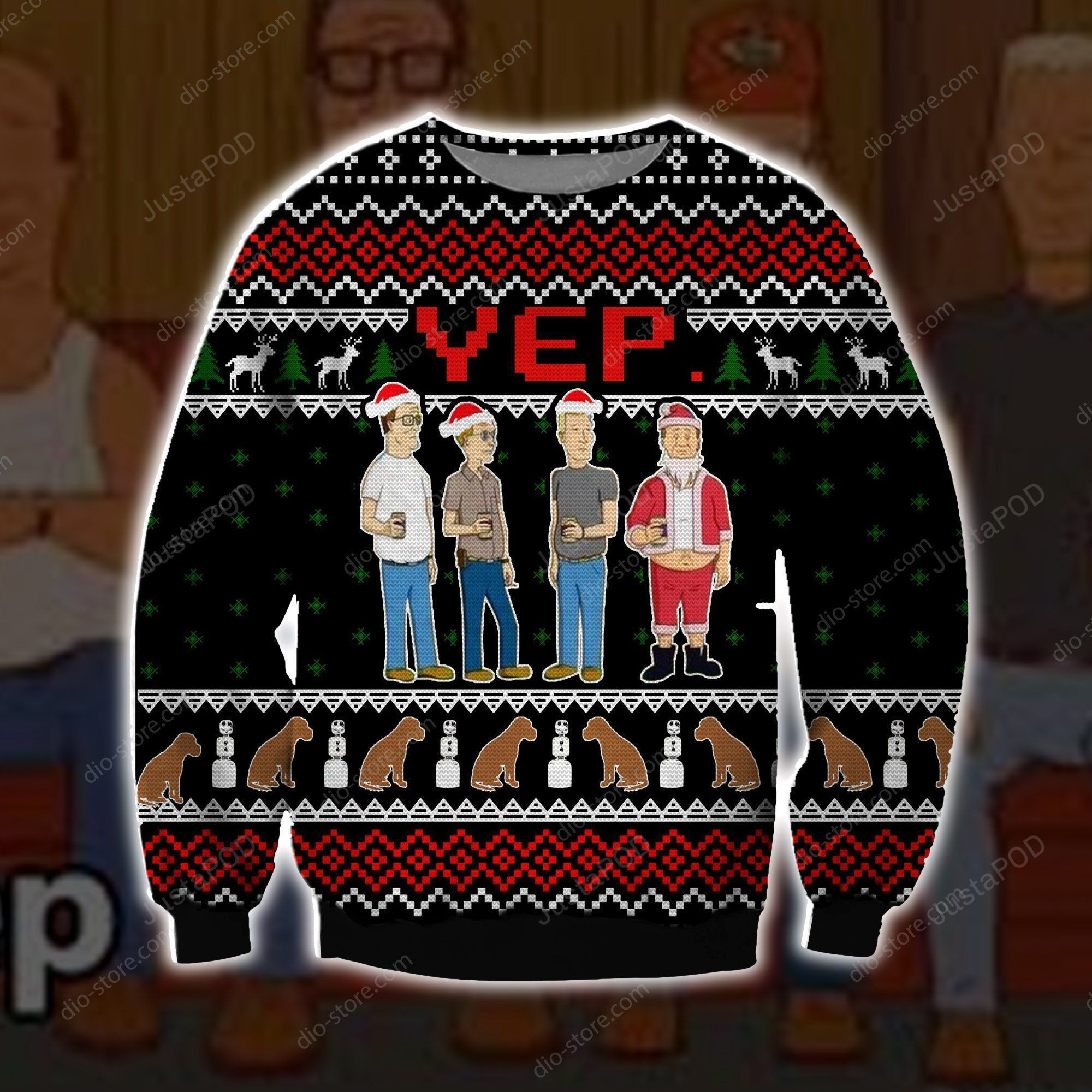 King Of The Hill Yep Ugly Christmas Sweater Adult 3D Funny Matching for family