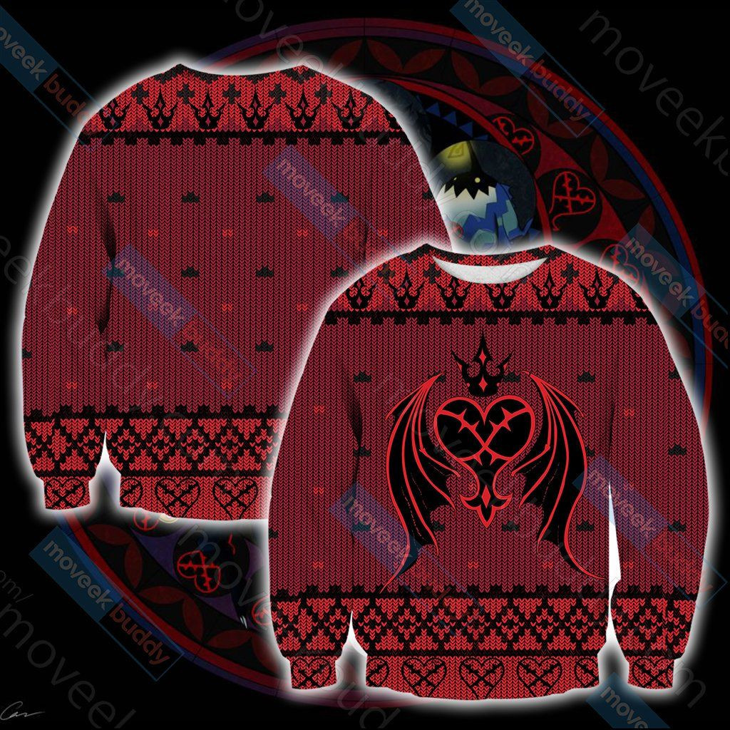 Kingdom Hearts Heartless Symbol Ugly Christmas Sweater Adult 3D Funny Matching for family