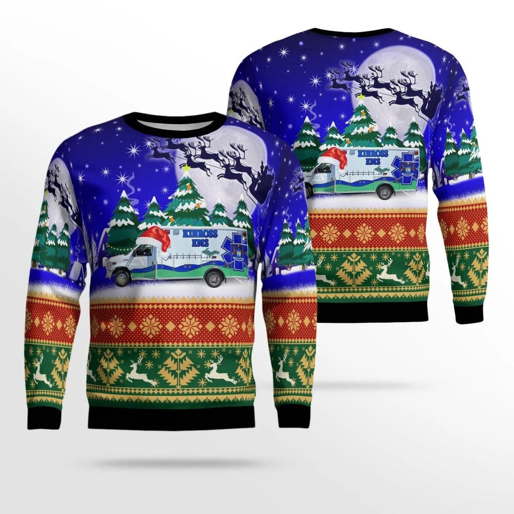 Kinross Michigan Kinross EMS AOP Ugly Sweater Xmas Unisex Sweater Christmas Gifts For Men Women