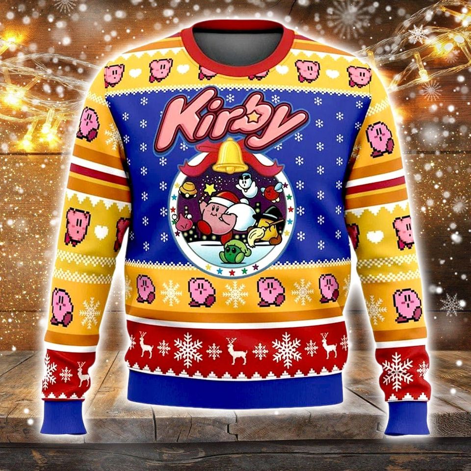 Kirby 3D Ugly Christmas Sweater, Game Xmas T-Shirt, Christmas Gift for men