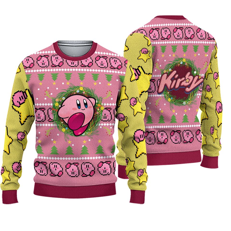 Kirby Christmas Ugly Sweater, Anime Sweatshirt