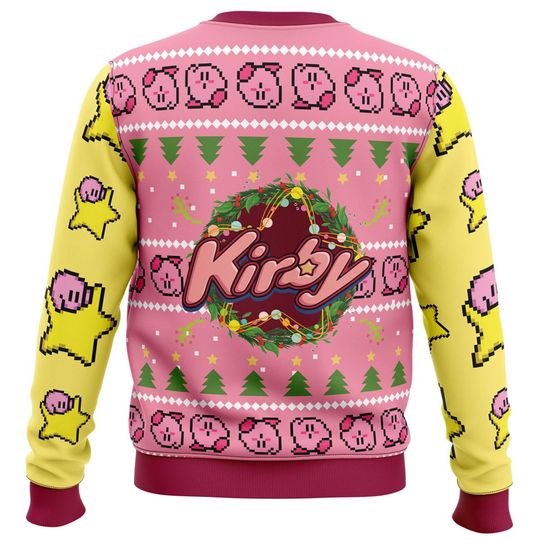 Kirby Video Game Ugly Christmas Sweatshirt | Pink Kirby Ugly Sweater - Image 4