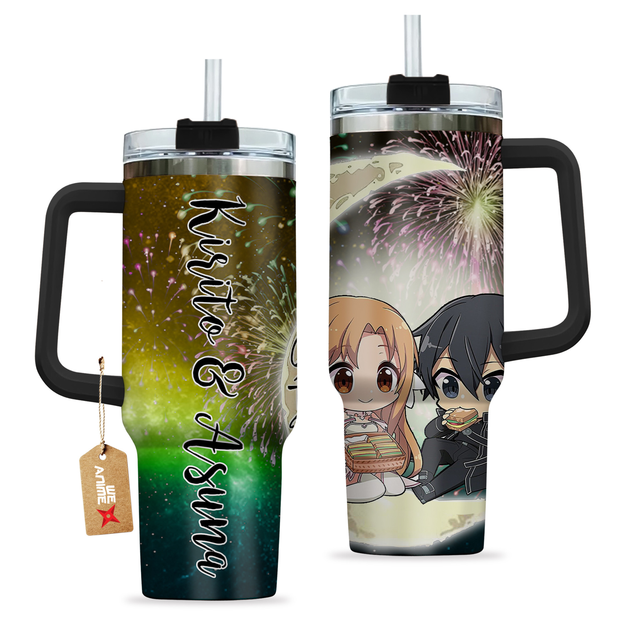 Kirito & Yuuki Asuna Sword Art Online Anime Valentine Custom Stanley Cup 40 oz 30 oz Tumbler With HandleTVC2301167 - Image 2