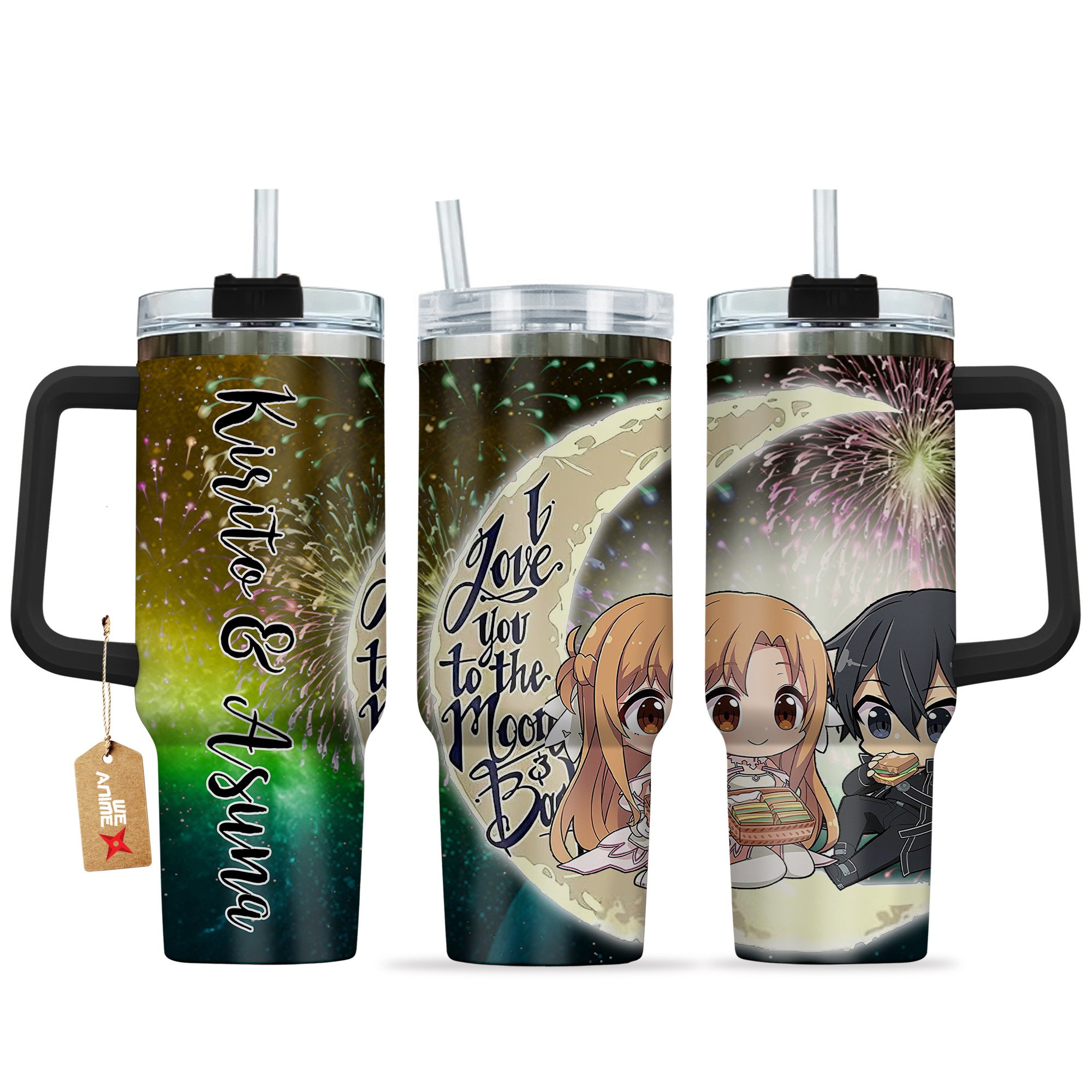 Kirito & Yuuki Asuna Sword Art Online Anime Valentine Custom Stanley Cup 40 oz 30 oz Tumbler With HandleTVC2301167