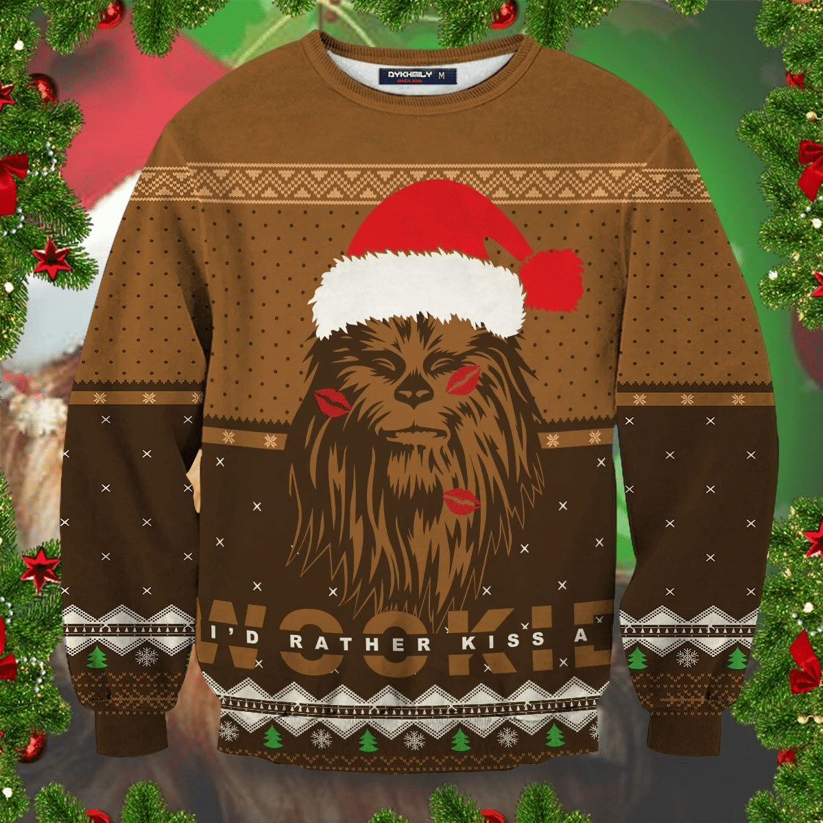 Kiss A Wookiee Ugly Christmas Sweater Adult 3D Funny Matching for family
