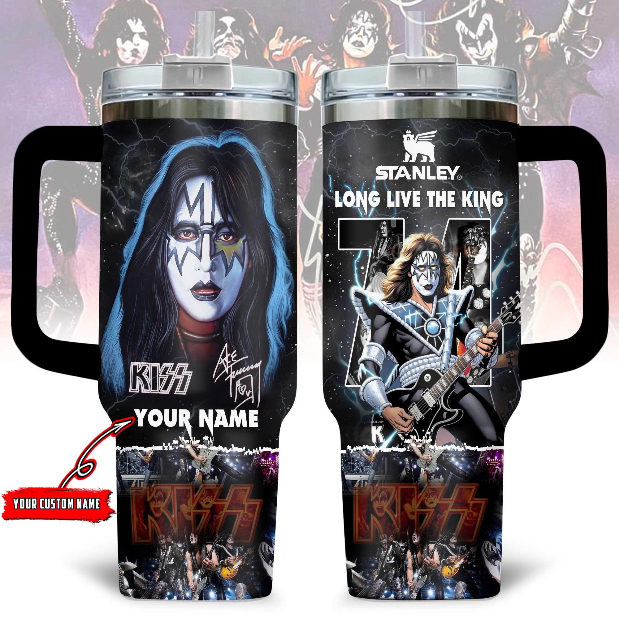 KISS band x Ace Frehley Music Custom Stanley Cup 40 oz 30 oz Tumbler With HandleTVC230195