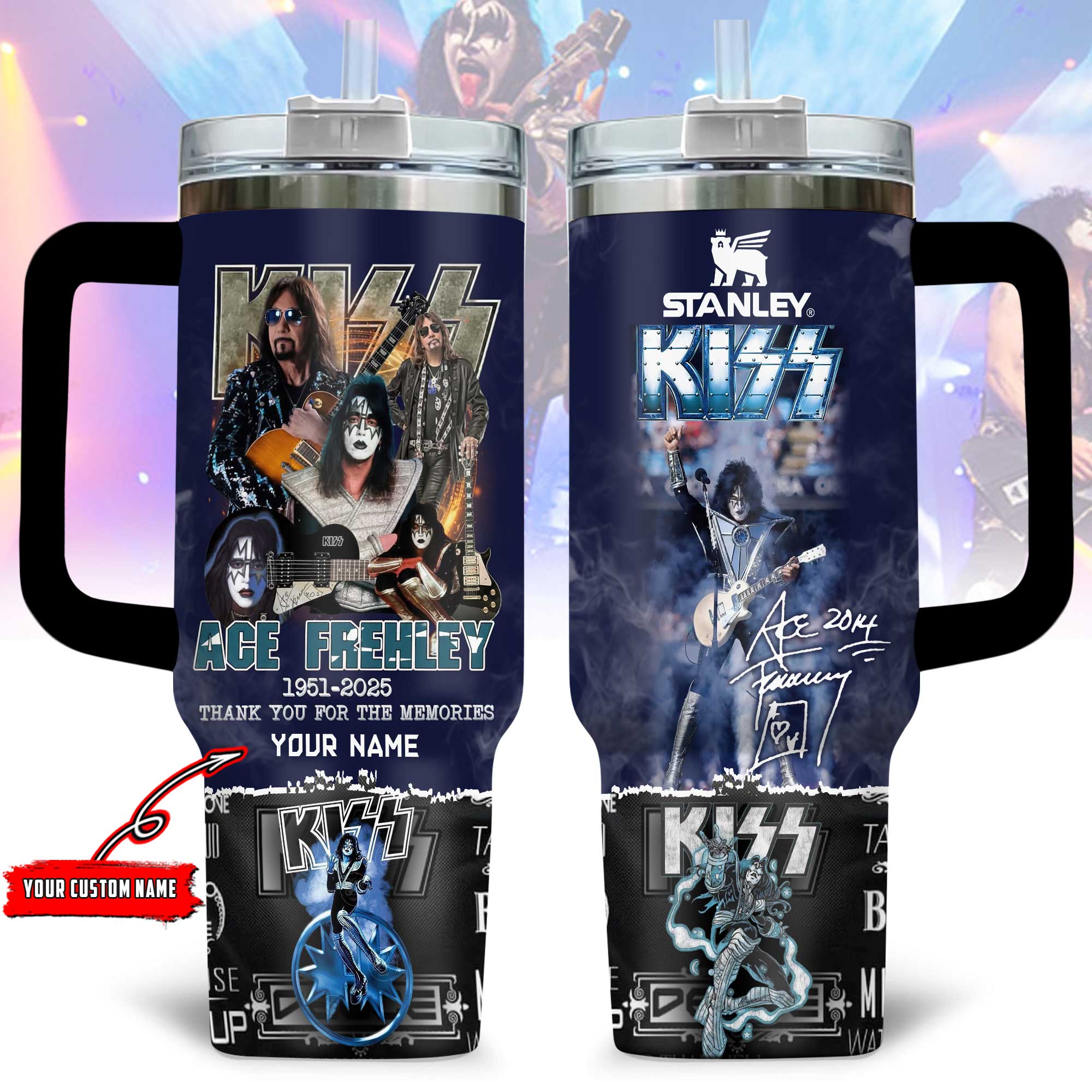 KISS band x Ace Frehley Music Custom Stanley Cup 40 oz 30 oz Tumbler With HandleTVC230195