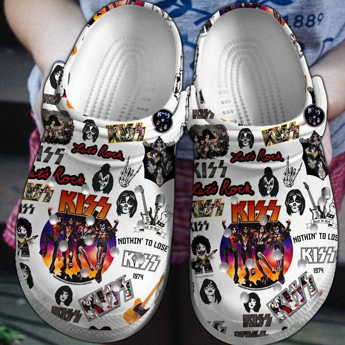 Kiss Let's Me Rock Band Music Crocs Crocband Clogs Shoes Comfortable For Men Women and Kids