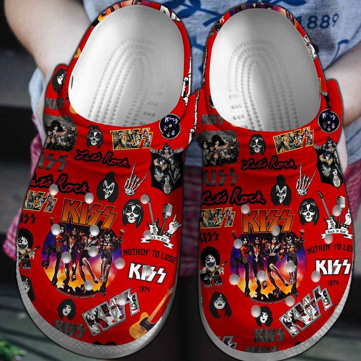 Kiss Let's Me Rock Band Music Crocs Crocband Clogs Shoes Comfortable For Men Women and Kids