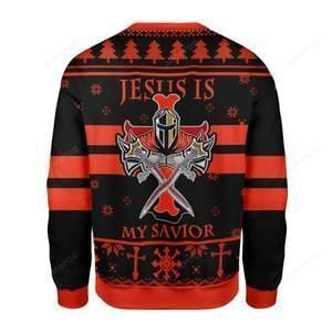 Knight Templar Jesus Is My Savior Ugly Christmas Sweater Adult 3D Funny Matching for family