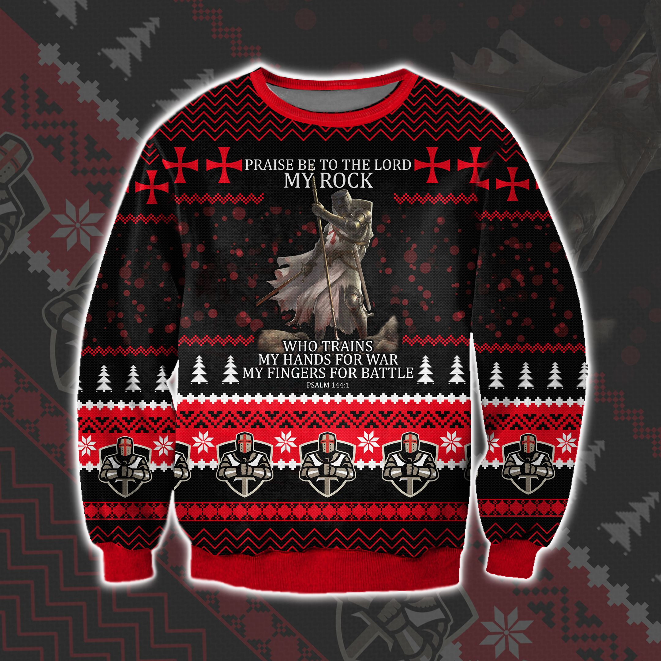 Knight Templar My Rock 3D Print Ugly Christmas Sweater Adult 3D Funny Matching for family
