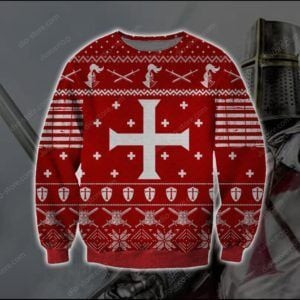 Knights Templar Knitting 3D All Over Print Christmas Sweater, Ugly Christmas Sweater Adult 3D Funny Matching for family