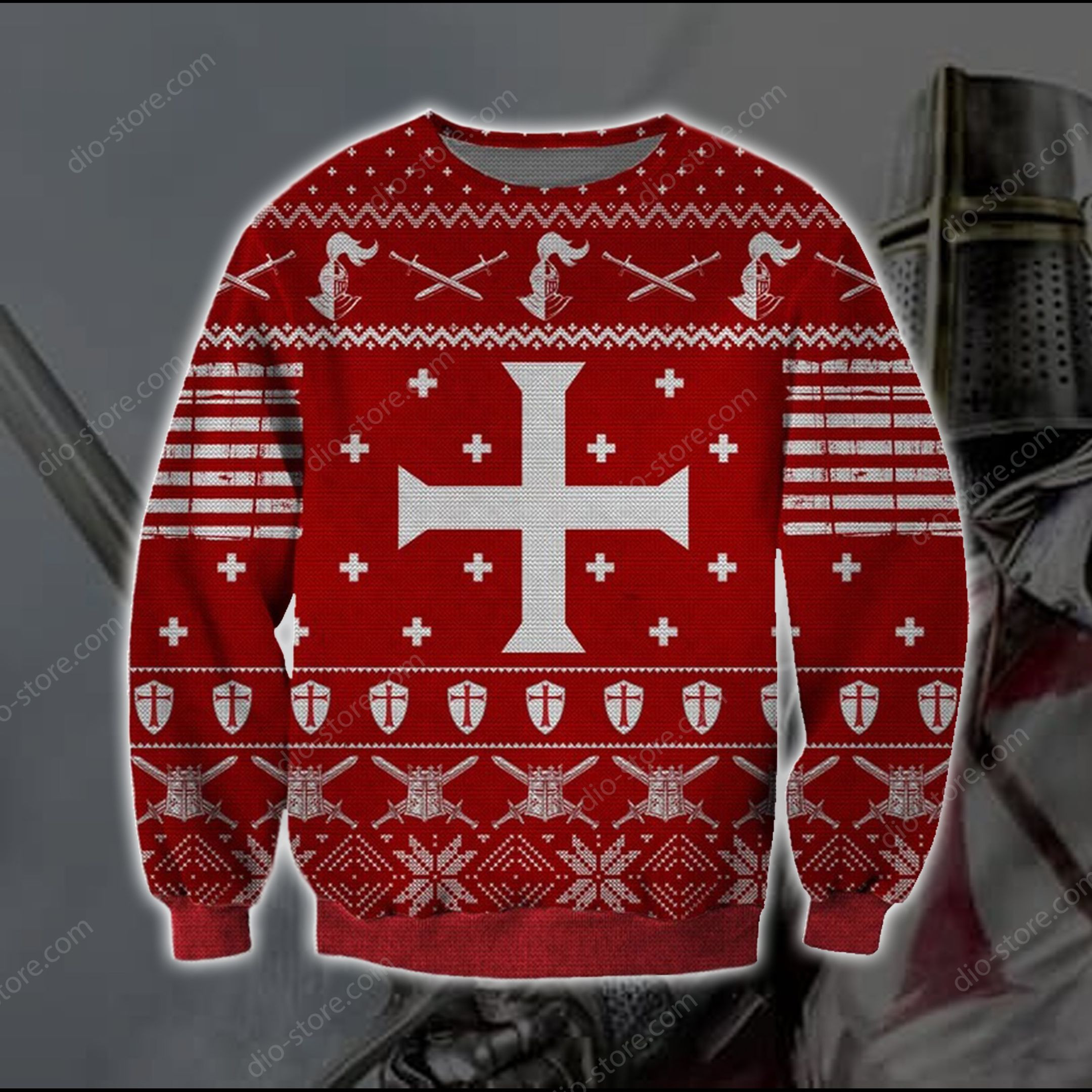 Knights Templar Ugly Christmas Sweater Adult 3D Funny Matching for family