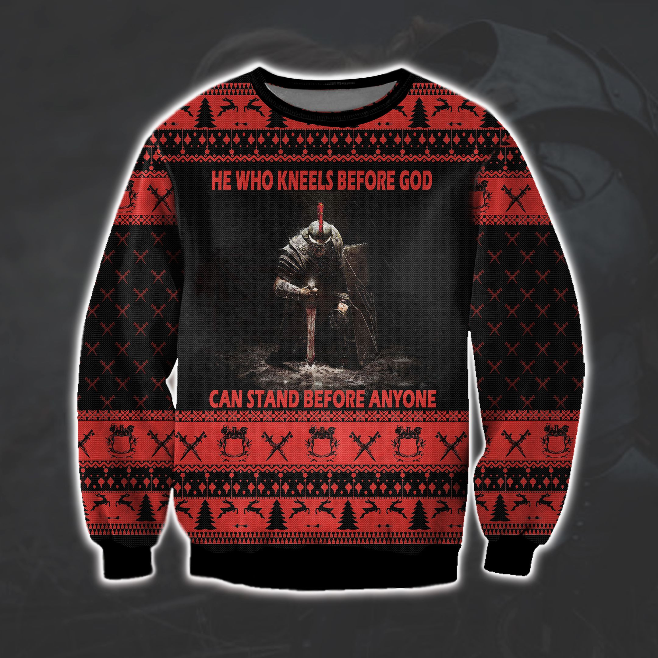 Knights Templar Ugly Christmas Sweater Adult 3D Funny Matching for family