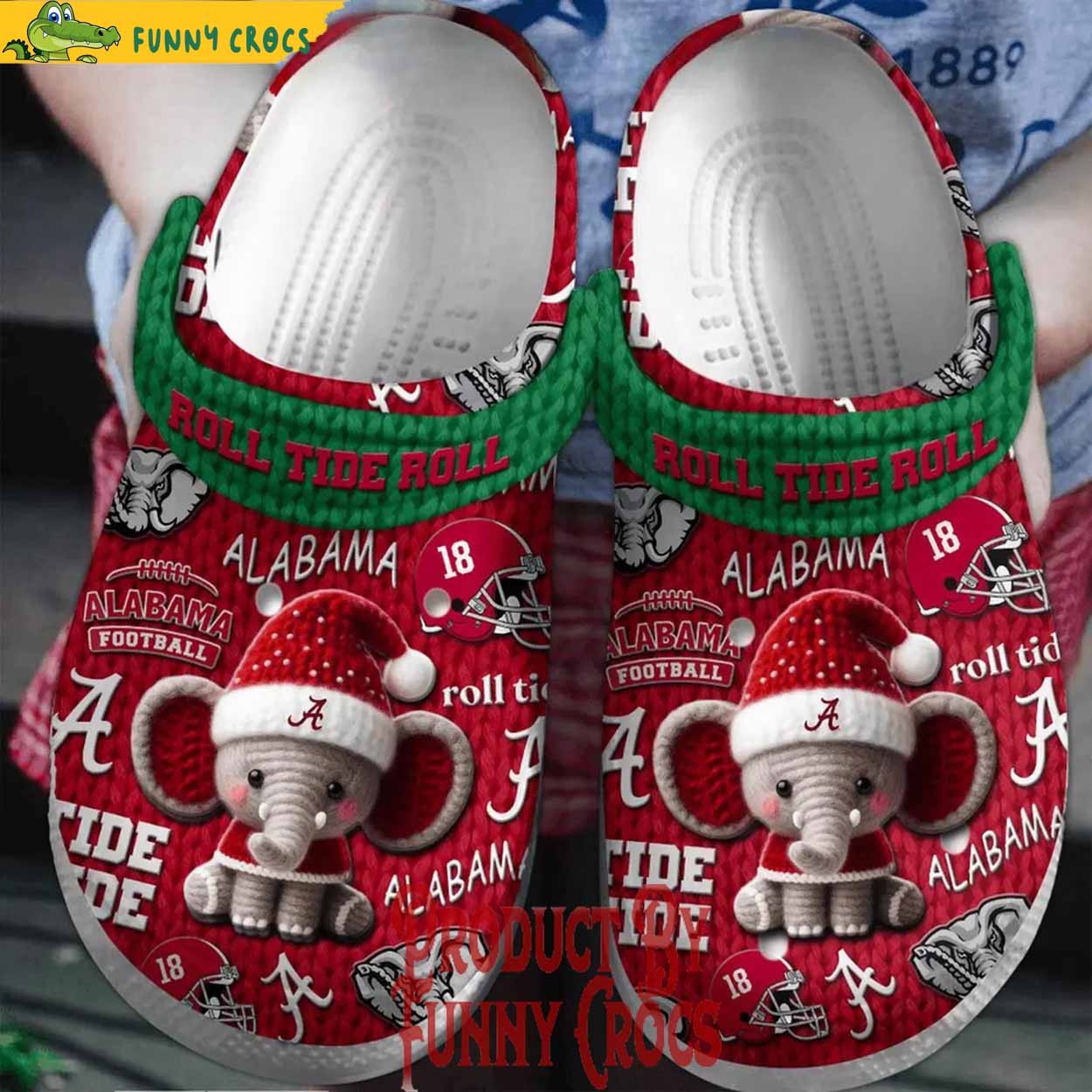 Knit Effect Alabama Crimson Tide Sport NCAA Crocs Crocband Clogs Shoes Comfortable For Men Women and Kids