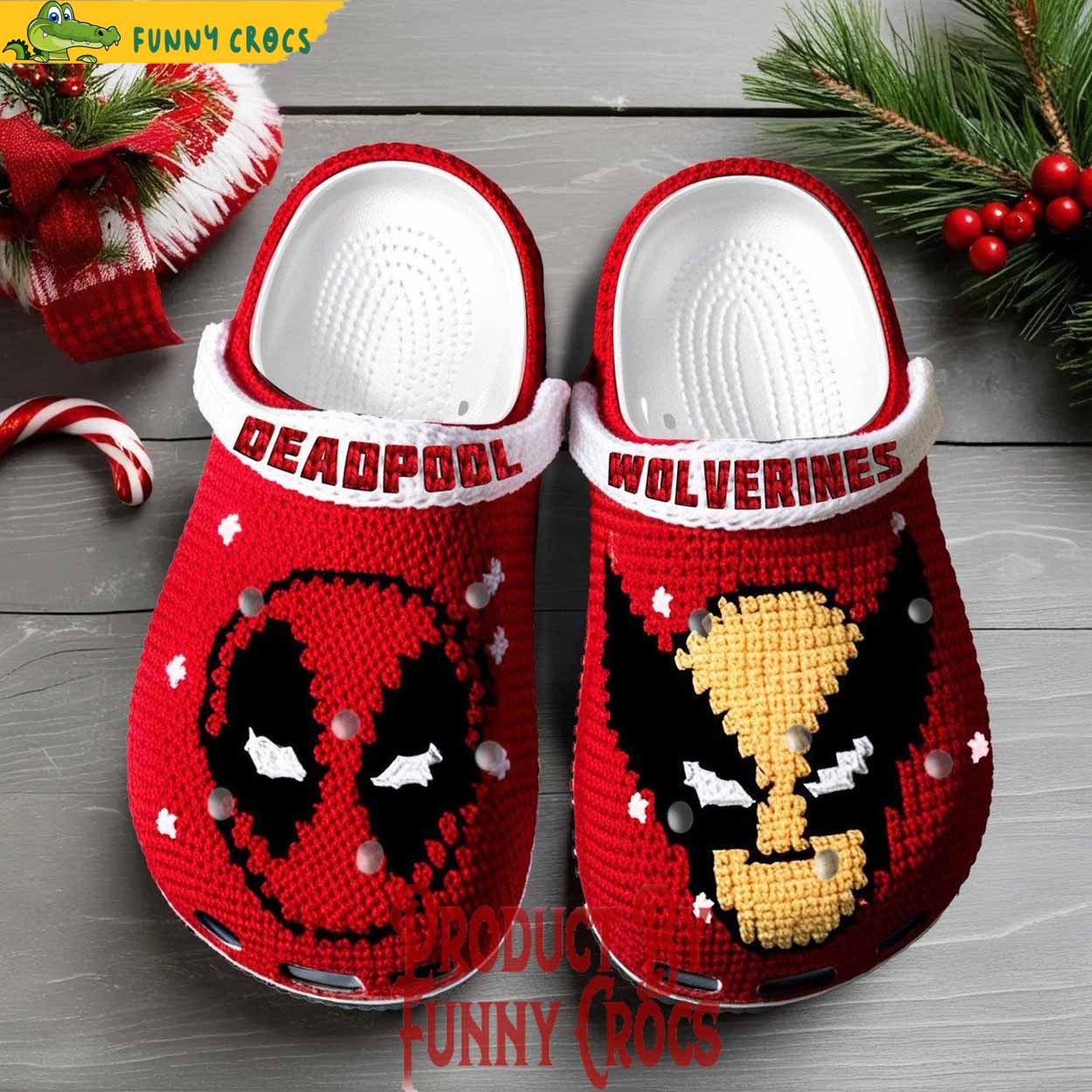 Knit Effect Deadpool And Wolverine Movie Christmas Crocs Crocband Clogs Shoes Comfortable For Men Women and Kids