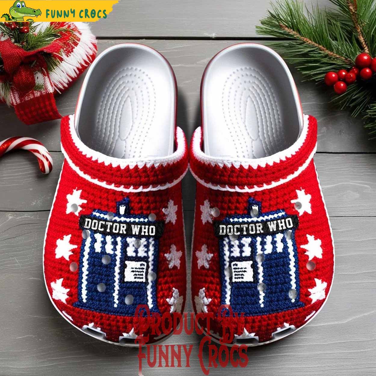 Knit Effect Doctor Who TV Series Christmas Crocs Crocband Clogs Shoes Comfortable For Men Women and Kids
