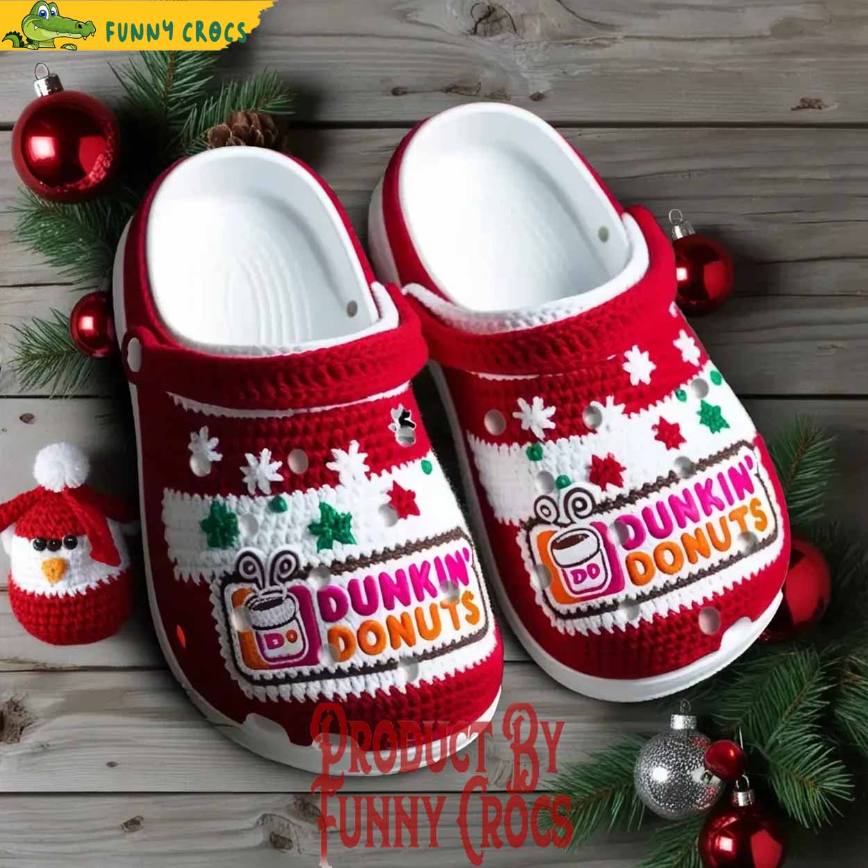 Knit Effect Dunkin Donuts Drink Christmas Crocs Crocband Clogs Shoes Comfortable For Men Women and Kids