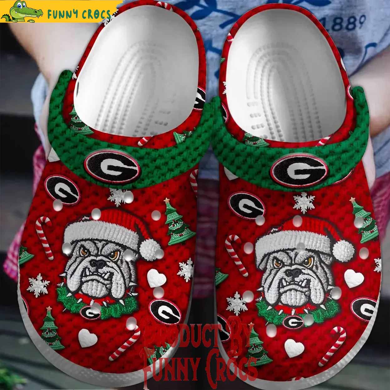Knit Effect Georgia Bulldogs NCAA Sport Christmas Crocs Crocband Clogs Shoes Comfortable For Men Women and Kids