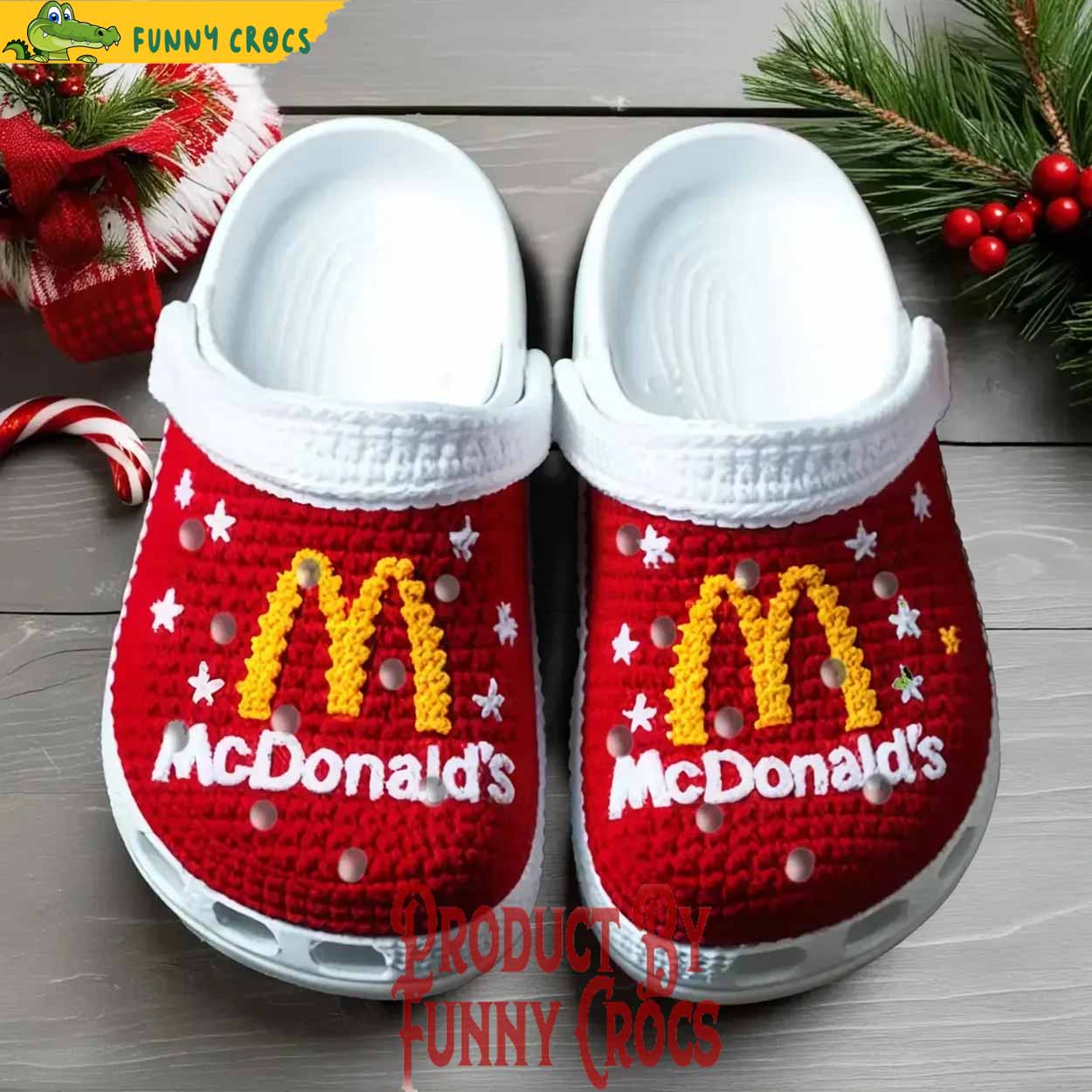 Knit Effect McDonald's Food Drink Christmas Crocs Crocband Clogs Shoes Comfortable For Men Women and Kids