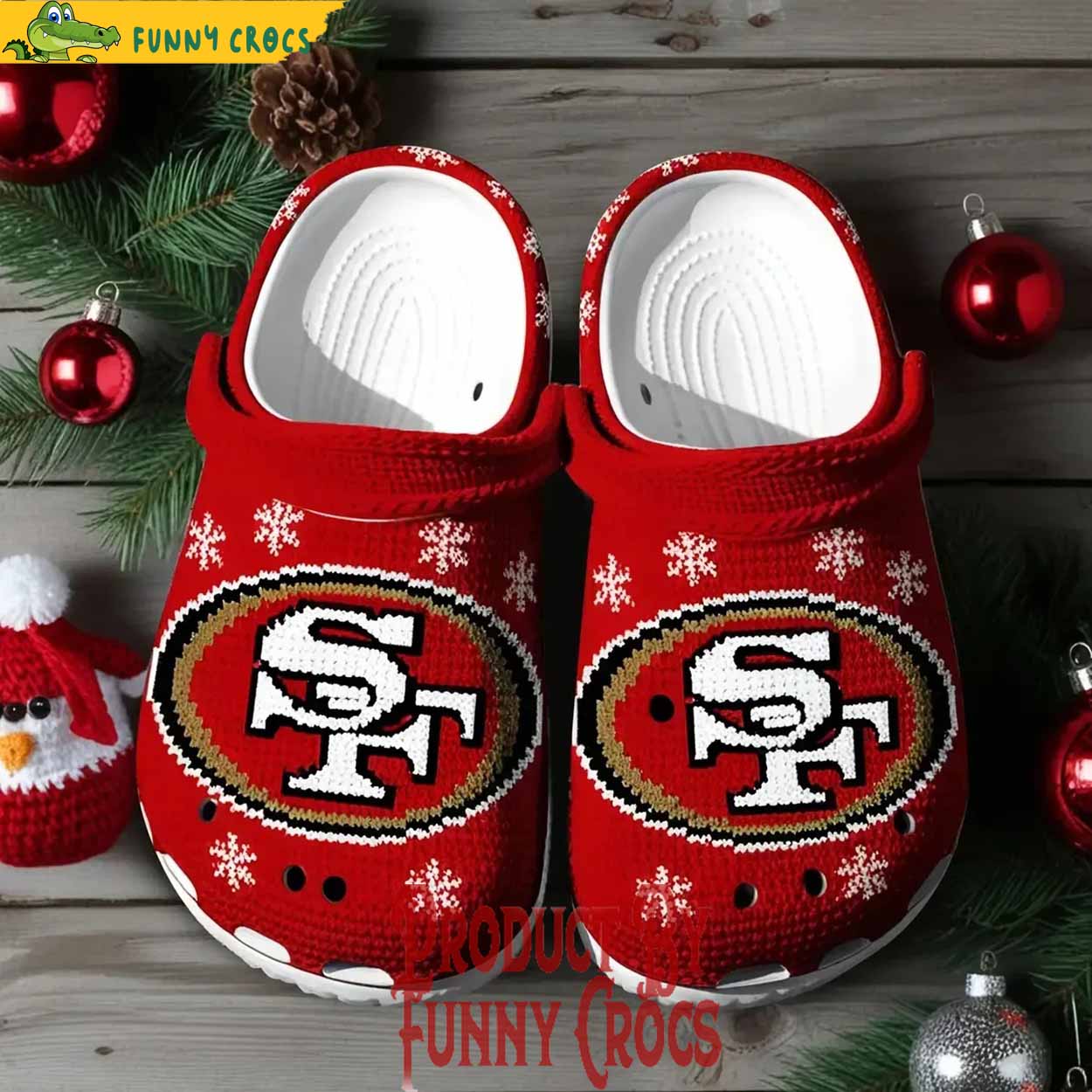 Knit Effect San Francisco 49ers NFL Sport Christmas Crocs Crocband Clogs Shoes Comfortable For Men Women and Kids