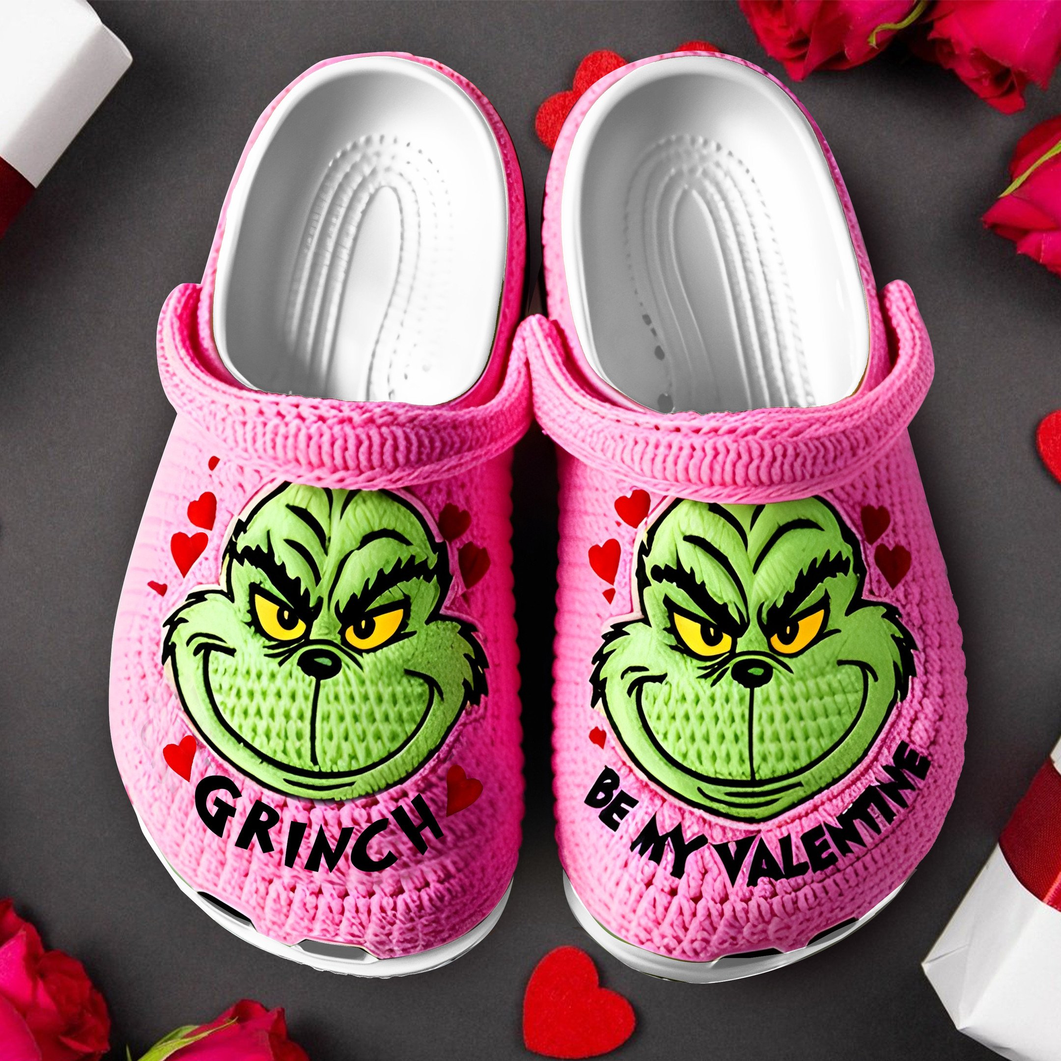 Knit Effect The Grinch Movie Crocs Crocband Clogs Shoes Comfortable For Men Women and Kids