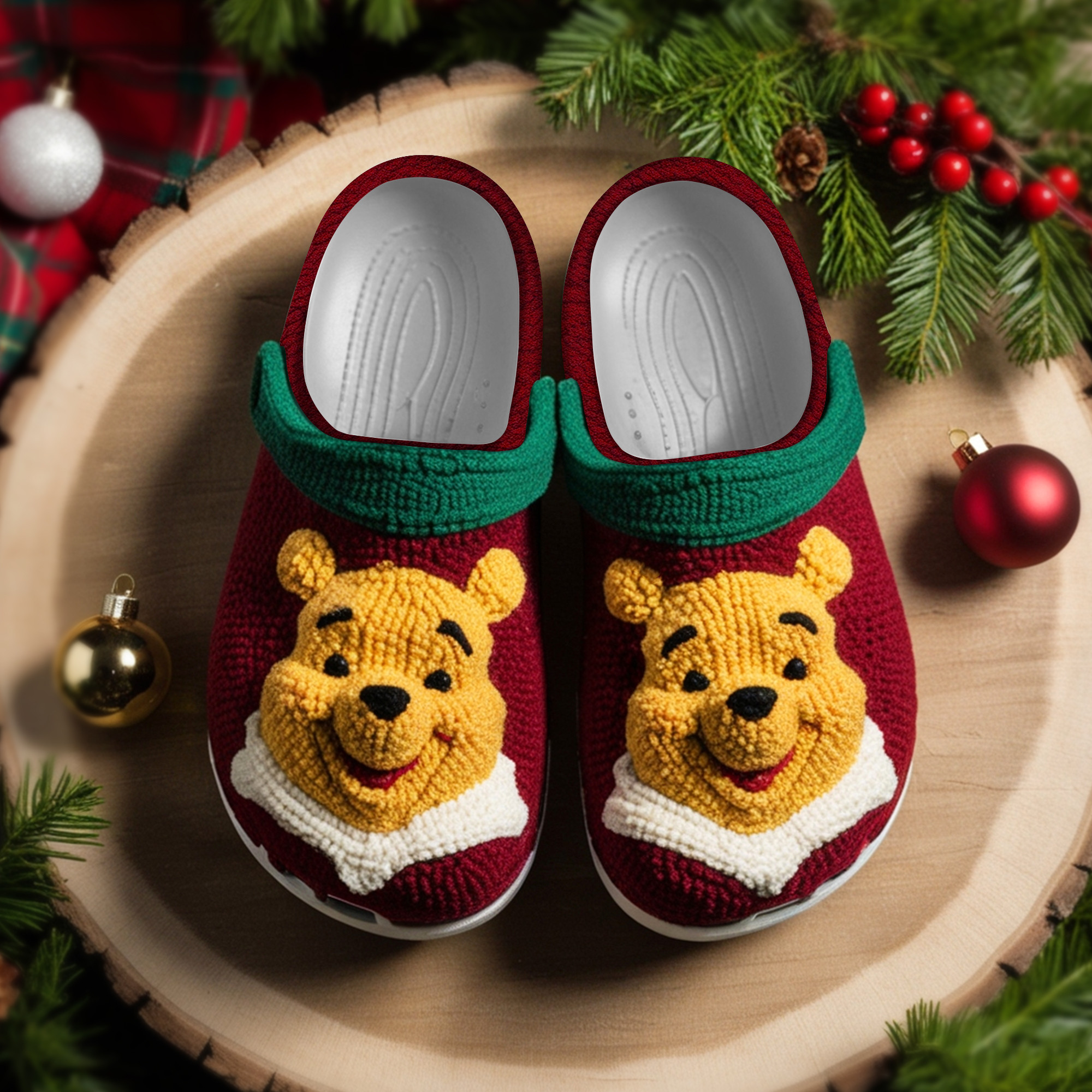 Knit Effect Winnie The Pooh Cartoon Crocs Crocband Clogs Shoes Comfortable For Men Women and Kids