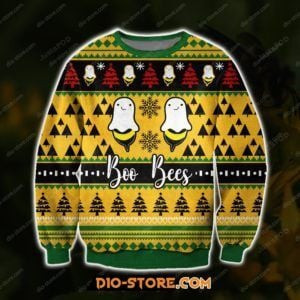Knitting Pattern Boo Bees Ugly Christmas Sweater Adult 3D Funny Matching for family